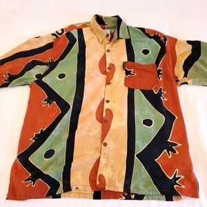 Mens BALI KIM Originals Island Shirt Tribal XL Lite weight Rare Pattern Red